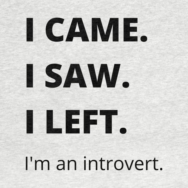 I Came I Saw I Left Introvert Funny Tshirt by MinimalSpace